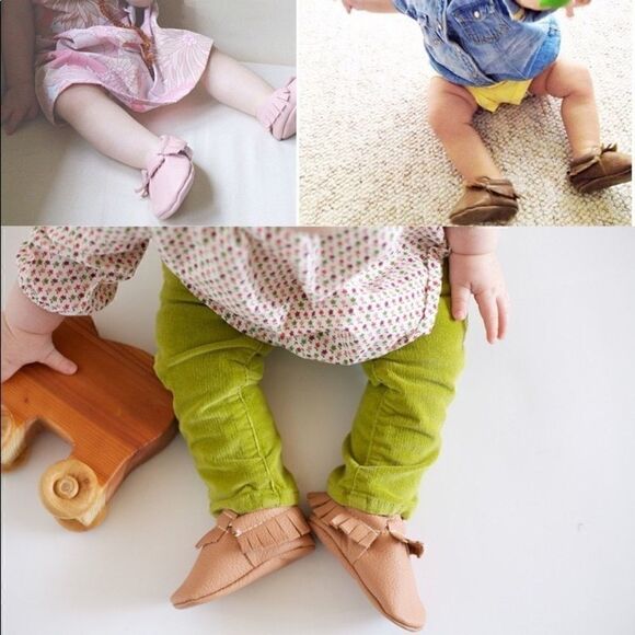 FIRST WALKERS SLIP-ON BABY MOCCASIN SHOES IN BLACK SUEDE VEGAN LEATHER UNISEX - Picture 6 of 6